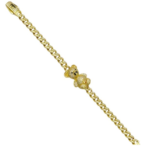 14K Monaco Link with CZ Bear ID Bracelet