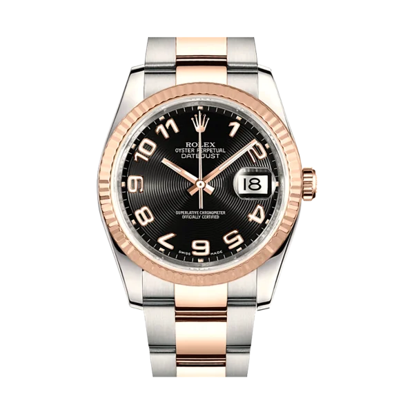 Rolex Datejust 36 Black Dial Automatic Watch –Two-Tone Rose Gold & Steel