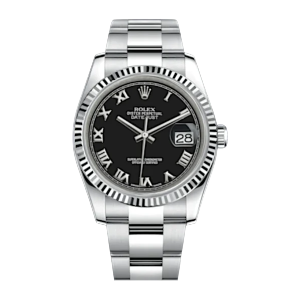 Rolex Datejust 36mm Black Roman Dial – Ref. 116234, Stainless Steel & 18K White Gold Bezel